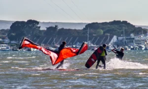 Kitesurfing at Sandbanks in Dorset
